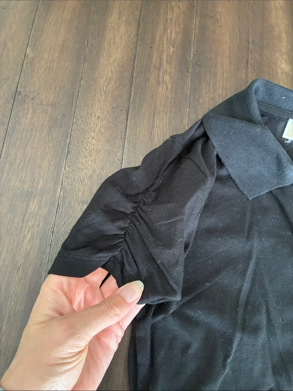 Michael Kors Black Polo Zip-Front Top
